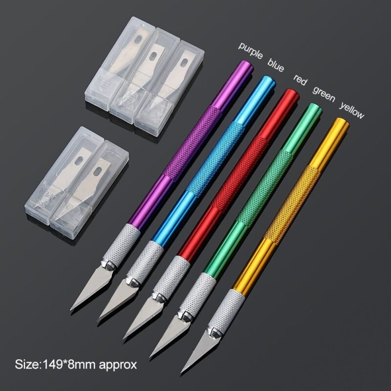 1 Set Craft Knife With 6Pcs Blade Craft Engraving Phone Repair Cutter Tool Non-slip Knife Sculpture Pastry Cutter Paper Cutting