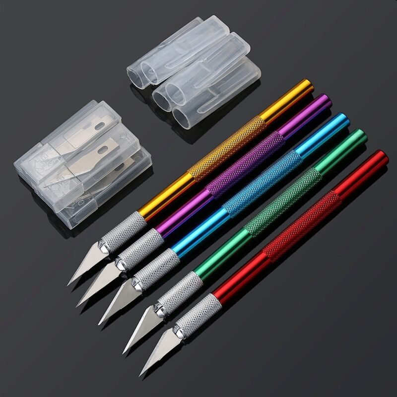 1 Set Craft Knife With 6Pcs Blade Craft Engraving Phone Repair Cutter Tool Non-slip Knife Sculpture Pastry Cutter Paper Cutting