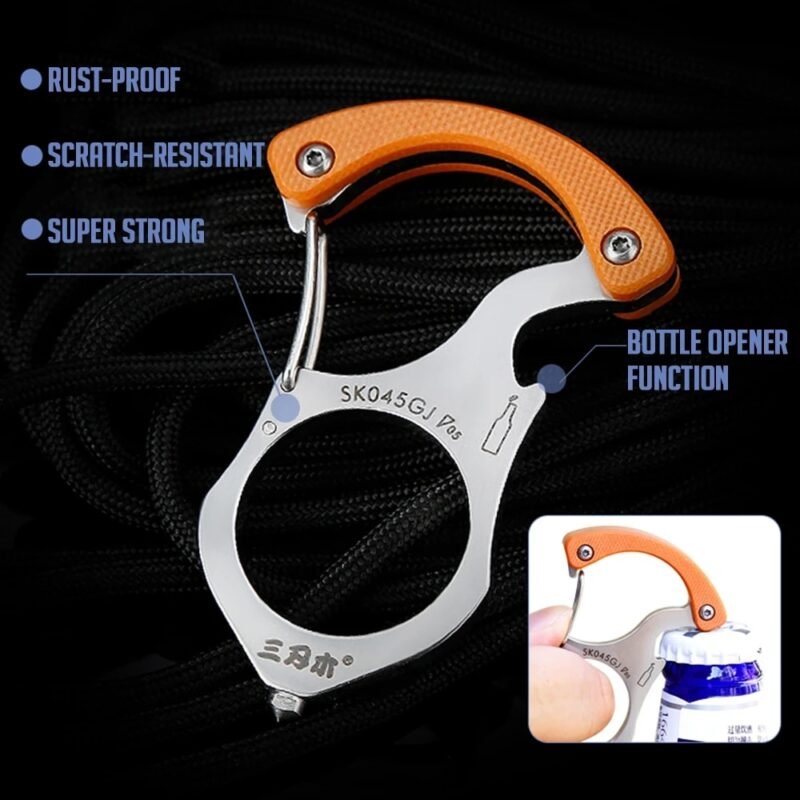 Carabiner Gadgets Brass Knuckles Survival Rings Multi-Functional Self Defense Outdoor Tools EDC Keychain Protector Bottle Opener