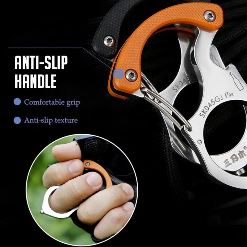 Carabiner Gadgets Brass Knuckles Survival Rings Multi-Functional Self Defense Outdoor Tools EDC Keychain Protector Bottle Opener