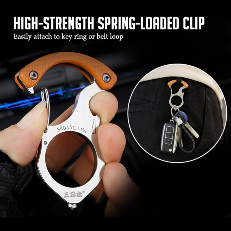 Carabiner Gadgets Brass Knuckles Survival Rings Multi-Functional Self Defense Outdoor Tools EDC Keychain Protector Bottle Opener