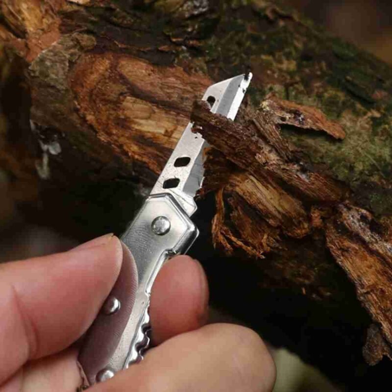 Cute Portable Mini Folding Knife Box Cutter Stainless Steel Camping Keychain Fixed Blade Knife Self-Defense EDC Tools