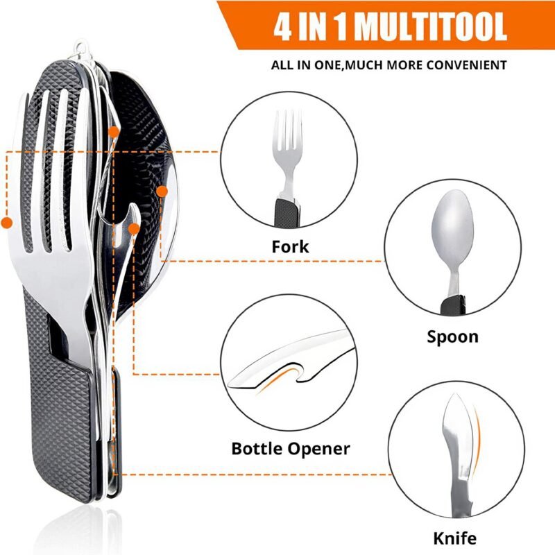 Foldable Tableware Knife Spoon Fork Camping Knife Fork Spoon Combination Tableware Outdoor Portable Multifunctional