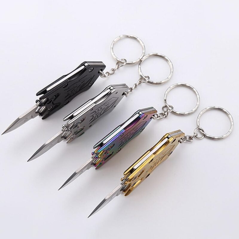 Keychain Knife Stainless Steel Folding Knife Mini Practical Foldable Pocket Keychain Knife Outdoor Accessories