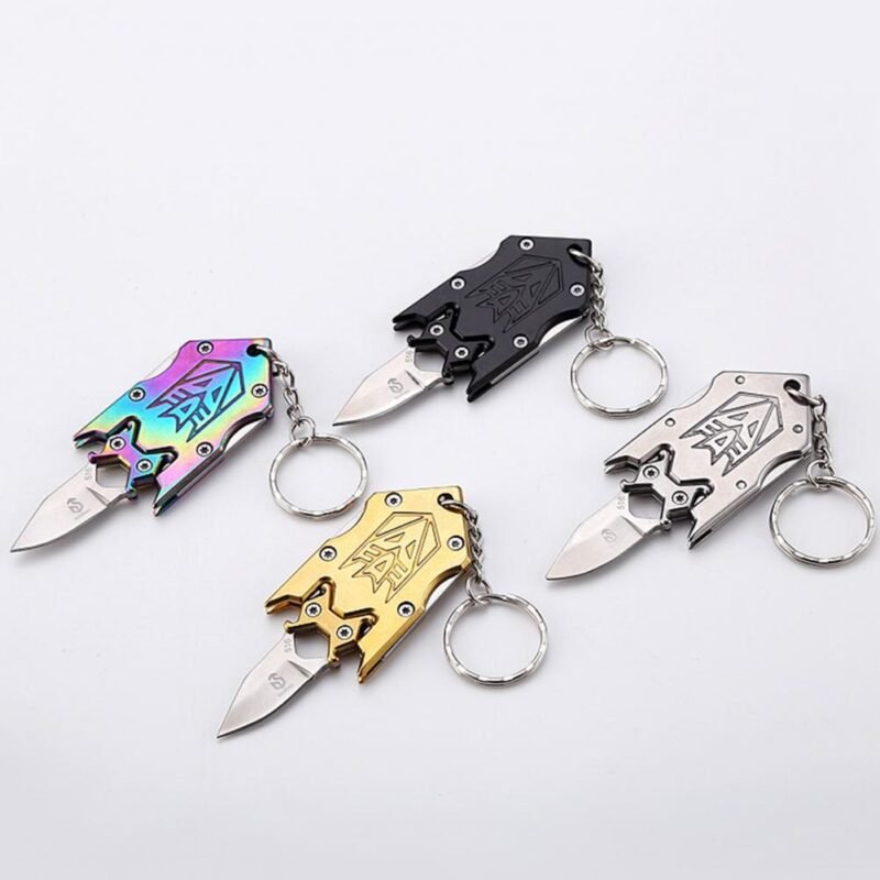 Keychain Knife Stainless Steel Folding Knife Mini Practical Foldable Pocket Keychain Knife Outdoor Accessories