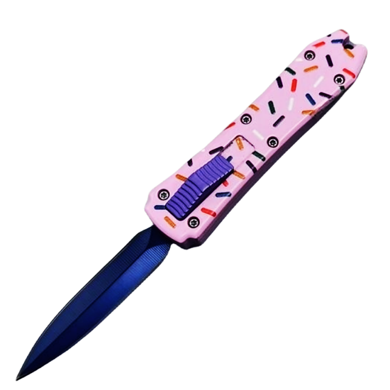 dessert warrior knife, dessert warrior knife donut MINI dessert warrior knife donut，AUTOMATIC small Pink coffin blaster Fiber OTF knives